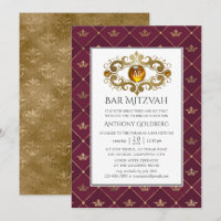 Bar Mitzvah con monograma heráldico de Borgoña y o