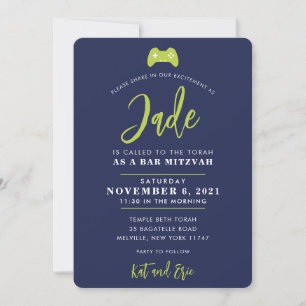 Invitación BAR MITZVAH control de juegos moderno navío lima v
