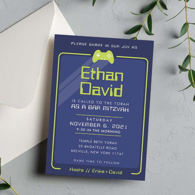 Invitación BAR MITZVAH controles de juego modernos lima marin (Subido por el creador)