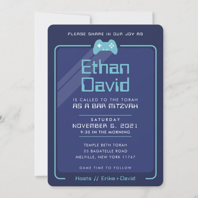 Invitación BAR MITZVAH controles modernos de juegos navales a (Anverso)