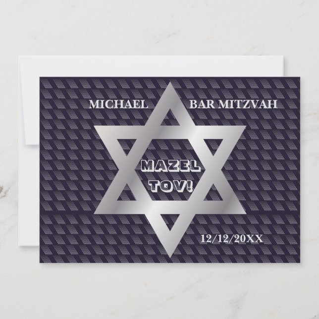 Invitación Bar Mitzvah Cumpleaños Patrón moderno (Anverso)