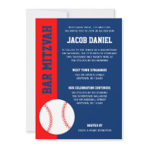 Bar Mitzvah de béisbol rojo azul