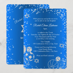 Invitación Bar Mitzvah de deportes con destellos