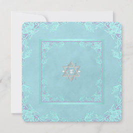 Invitación Bar Mitzvah de lavanda púrpura y azul turquesa