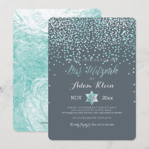Invitación Bar Mitzvah de PixDezines/Confeti Azul