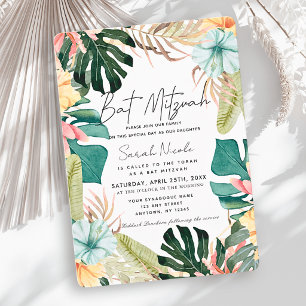 Invitación Bar Mitzvah de Plantas Florales y Botánicas Tropic