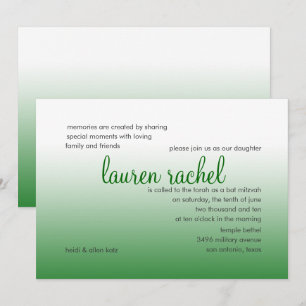 Invitación Bar Mitzvah Degradado Verde y Plateado