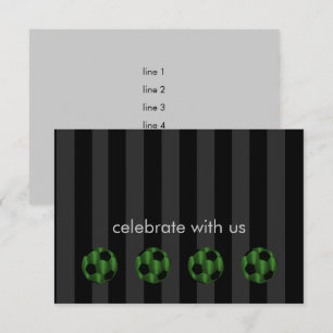 Invitación Bar Mitzvah Esmerald Green y Black Soccer Ball