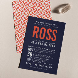 Invitación BAR MITZVAH estilo de bloques de negrita moderno n