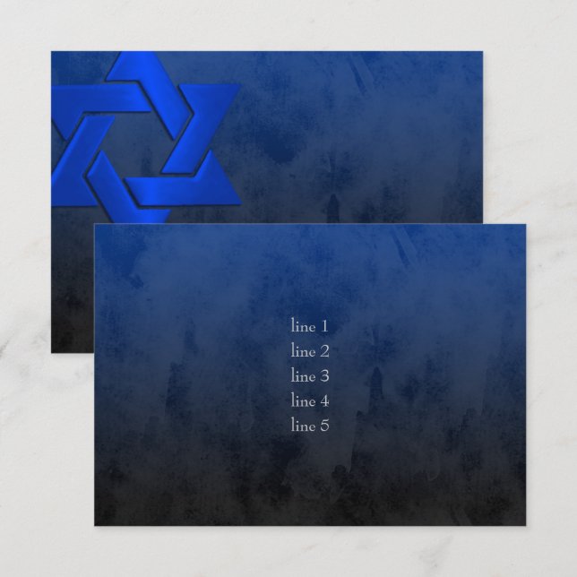 Invitación Bar Mitzvah Estrella azul elegante de David Ombre (Anverso / Reverso)