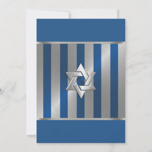 Invitación Bar Mitzvah Estrella azul y plateada de David