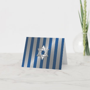 Invitación Bar Mitzvah Estrella azul y plateada de David