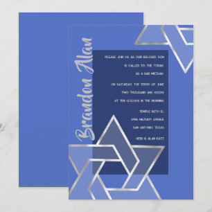 Invitación Bar Mitzvah Estrella de David de Plata Grande de C