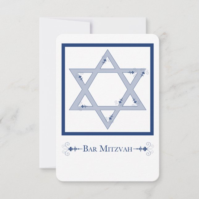 Invitación bar mitzvah (estrella de david elegance) (Anverso)