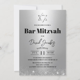 Invitación Bar Mitzvah Estrella de David judía moderna de pla