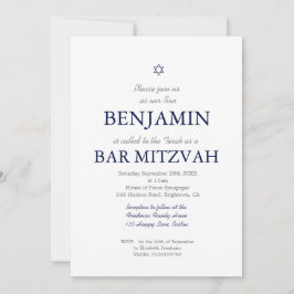 Invitación Bar Mitzvah Estrella del Patrón Azul de David Judí