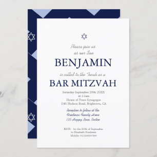 Invitación Bar Mitzvah Estrella del Patrón Azul de David Judí