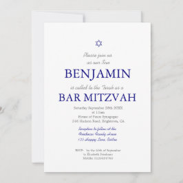 Invitación Bar Mitzvah Estrella del Patrón Azul de David Judí