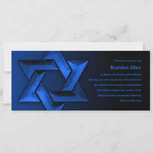 Invitación Bar Mitzvah Estrella negra y azul de David