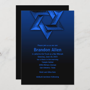 Invitación Bar Mitzvah Estrella negra y azul de David