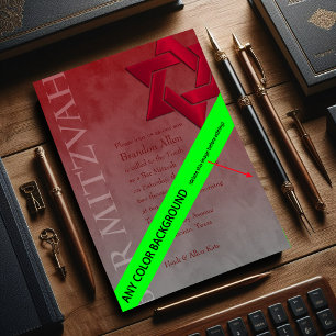 Invitación Bar Mitzvah Estrella Roja de David Ombre