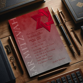 Invitación Bar Mitzvah Estrella Roja de David Ombre