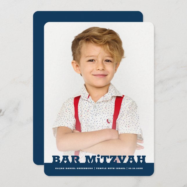 Invitación Bar Mitzvah Estrella simple y moderna de David Pho (Anverso / Reverso)