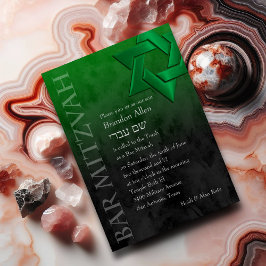 Invitación Bar Mitzvah Estrella Verde de David Ombre