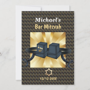 Invitación Bar Mitzvah Feliz 20XX Decoración Dorada