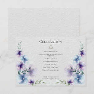 Invitación BAR MITZVAH Floral Acuarela Azul y Violeta 2