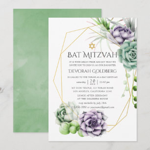 Invitación Bar Mitzvah Geométrico de Suculentas