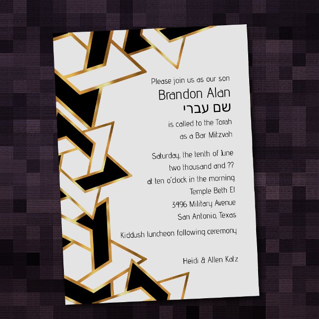 Invitación Bar Mitzvah Gold Black Star of David (Subido por el creador)