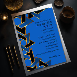 Invitación Bar Mitzvah Gold Blue Estrella de David
