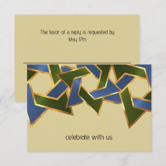 Invitación Bar Mitzvah Gold Blue Green Star of David