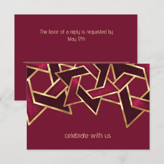 Invitación Bar Mitzvah Gold Burgundy Estrella Roja de David