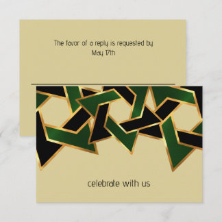 Invitación Bar Mitzvah Gold Green Star of David RSVP