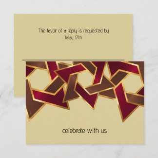Invitación Bar Mitzvah Gold Red Brown Star of David