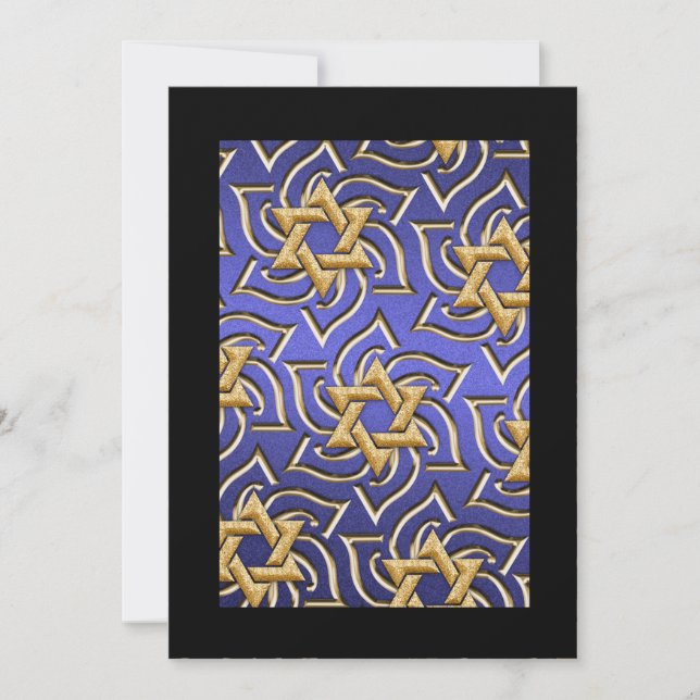 Invitación Bar Mitzvah Gold Star de David Blue (Anverso)