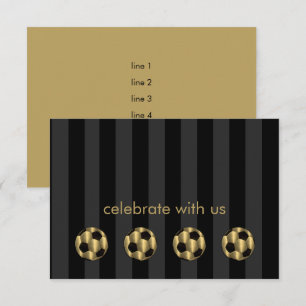 Invitación Bar Mitzvah Gold y Black Soccer Ball