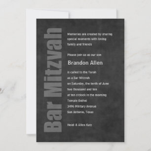 Invitación Bar Mitzvah Grunge Charcoal