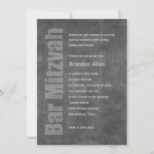 Invitación Bar Mitzvah Grunge Gray