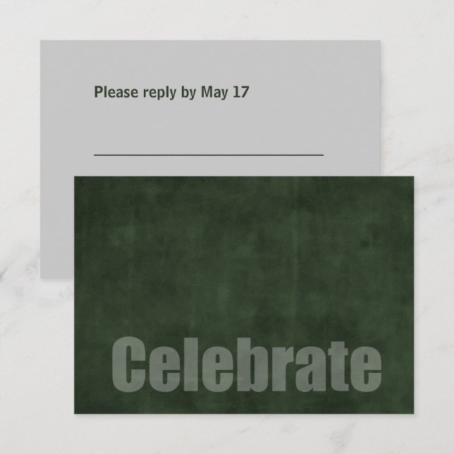Invitación Bar Mitzvah Grunge Green RSVP Card (Anverso / Reverso)