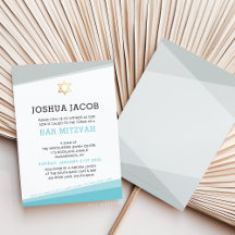 BAR MITZVAH INVITA el fresco y moderno azul turque