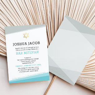 Invitación BAR MITZVAH INVITA el fresco y moderno azul turque