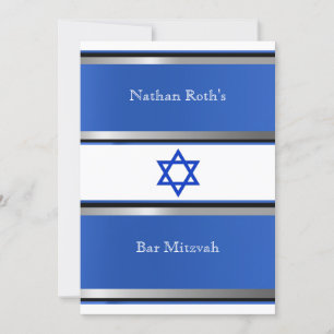 Invitación Bar Mitzvah Invitation, Star of David Blue Silver,