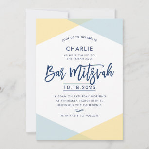 Invitación BAR MITZVAH INVITE color azul marino con membrana