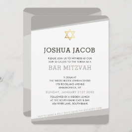 Invitación BAR MITZVAH INVITE simple y moderno gris fresco