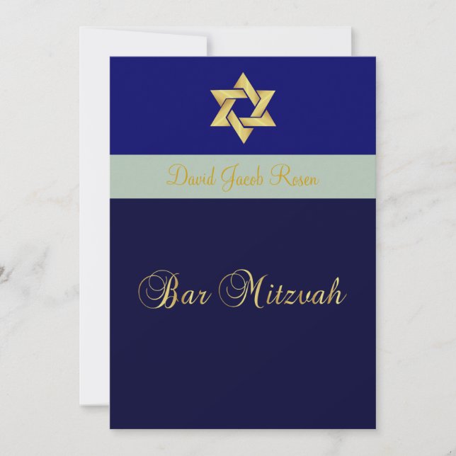 Invitación Bar Mitzvah/light + azul oscuro/personalizar su co (Anverso)