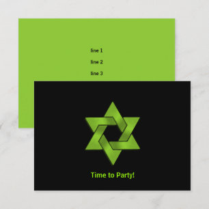 Invitación Bar Mitzvah Lime Estrella Negra Verde de David Fie