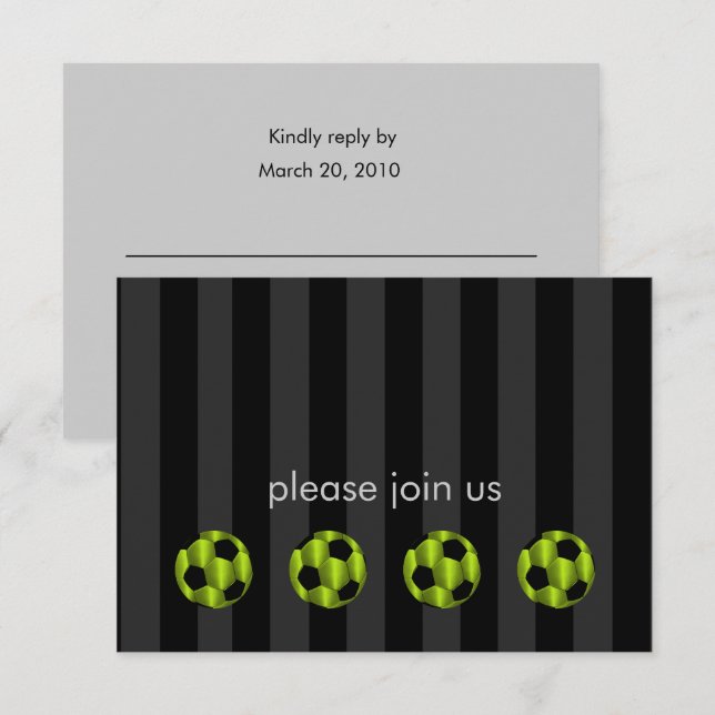 Invitación Bar Mitzvah Lime Green y Black Soccer Ball (Anverso / Reverso)